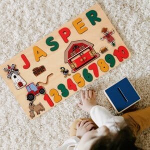 Personalized Wooden Baby Name Puzzle-Kids wooden puzzle-Farm