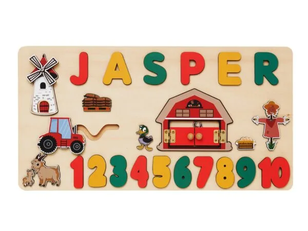 Personalized Wooden Baby Name Puzzle-Kids wooden puzzle-Farm - Image 8