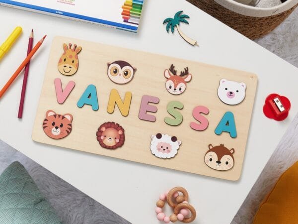 Custom Name Puzzle for Toddlers | Personalized Wooden Puzzle | Perfect Gift for Kids-Animal Series 1 - Image 2