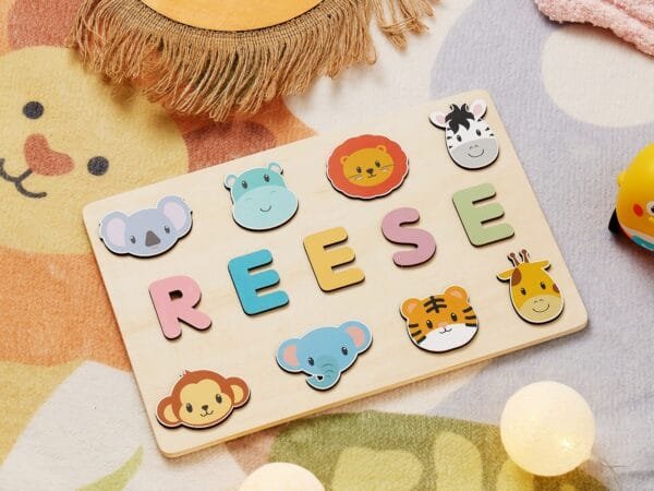 Wooden Name Puzzle for Children | Custom Name Puzzle Toy | Unique Educational Gift-Animal Series 2 - Image 3