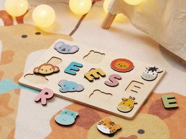 Wooden Name Puzzle for Children | Custom Name Puzzle Toy | Unique Educational Gift-Animal Series 2 - Image 4