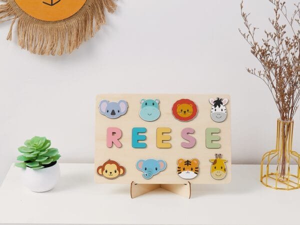 Wooden Name Puzzle for Children | Custom Name Puzzle Toy | Unique Educational Gift-Animal Series 2 - Image 5