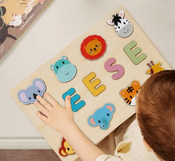 Wooden Name Puzzle for Children | Custom Name Puzzle Toy | Unique Educational Gift-Animal Series 2