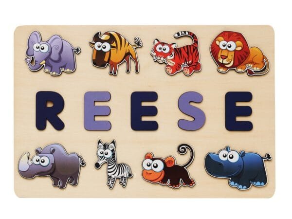 Personalized Wooden Baby Name Puzzle-Animal Series 4 - Image 8