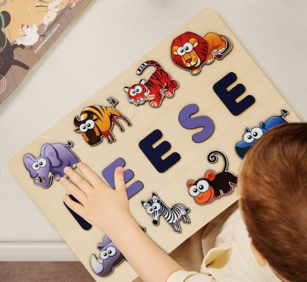 Personalized Wooden Baby Name Puzzle-Animal Series 4