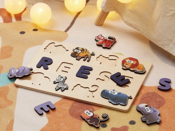 Personalized Wooden Baby Name Puzzle-Animal Series 4 - Image 4