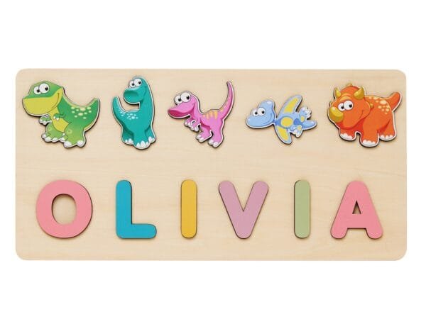 Personalized Wooden Baby Name Puzzle-Name puzzle for toddlers-Dinosaur 2 - Image 7