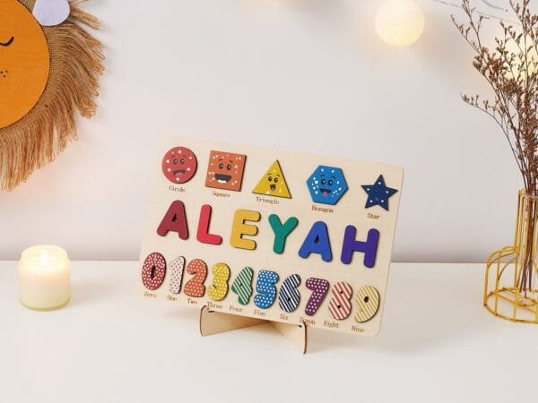 Personalized Wooden Baby Name Puzzle-Custom name toy-Number Learning 5 - Image 4