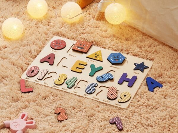 Personalized Wooden Baby Name Puzzle-Custom name toy-Number Learning 5 - Image 3