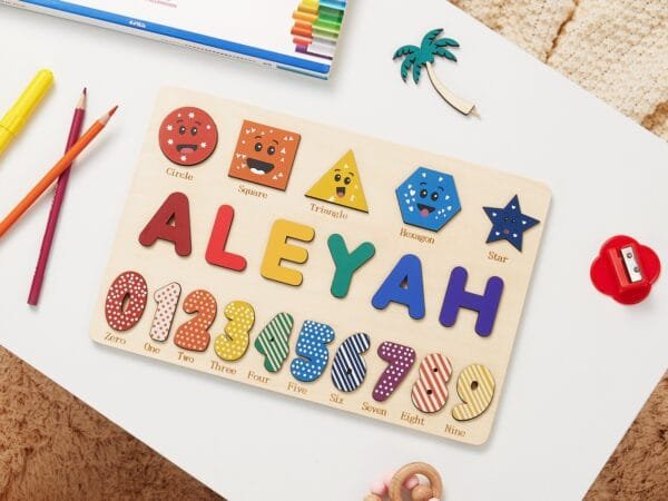 Personalized Wooden Baby Name Puzzle-Custom name toy-Number Learning 5 - Image 2