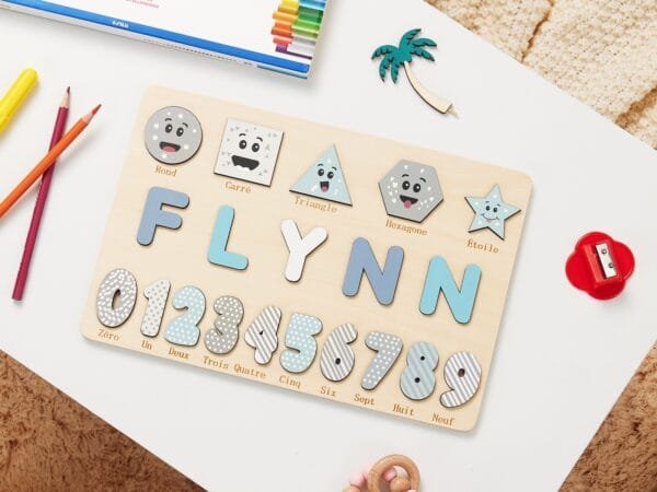 Personalized Wooden Baby Name Puzzle-Educational puzzle toy-Number Learning 6 - Image 2