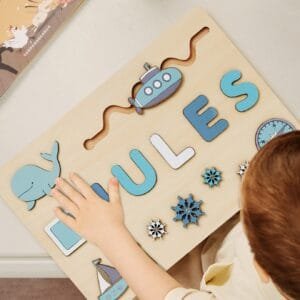 Personalized Wooden Baby Name Puzzle-Name puzzles for children-Submarine