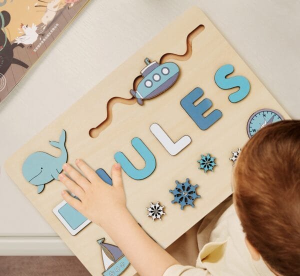 Personalized Wooden Baby Name Puzzle-Name puzzles for children-Submarine