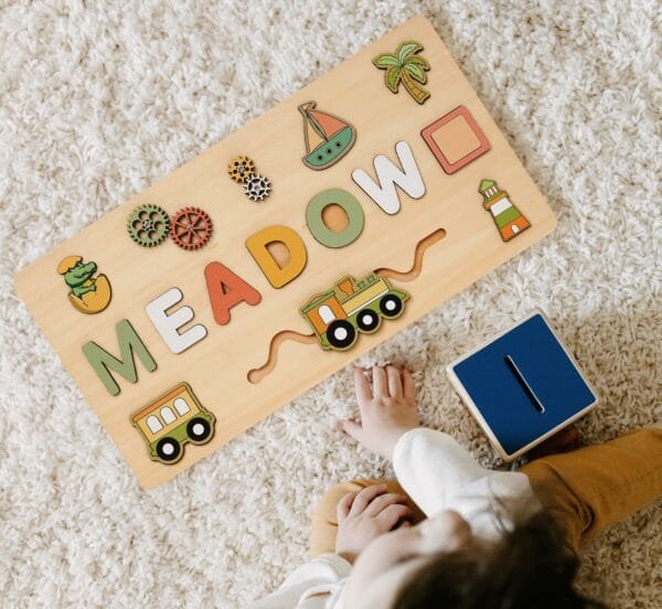 Personalized Wooden Baby Name Puzzle-Name puzzles for children-Baby Crocodile