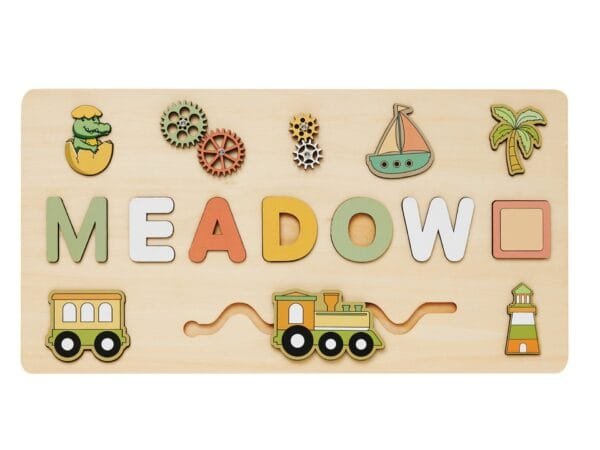 Personalized Wooden Baby Name Puzzle-Name puzzles for children-Baby Crocodile - Image 8