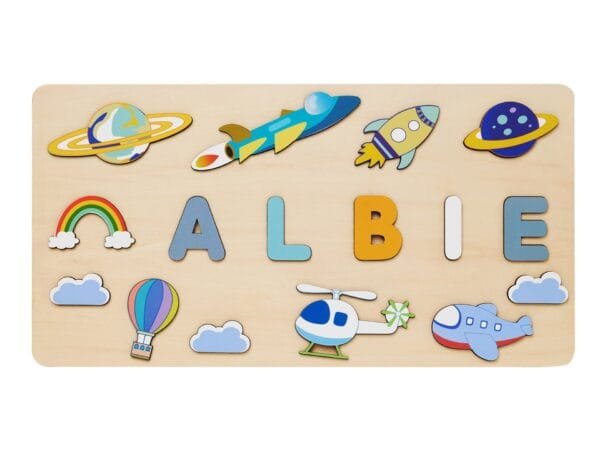 Personalized Wooden Baby Name Puzzle-Wooden name puzzle-Space Shuttle - Image 8