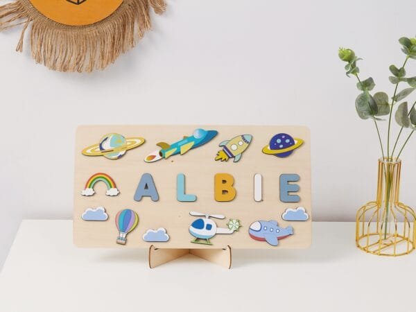 Personalized Wooden Baby Name Puzzle-Wooden name puzzle-Space Shuttle - Image 5