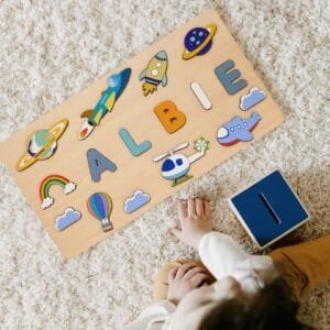 Personalized Wooden Baby Name Puzzle-Wooden name puzzle-Space Shuttle