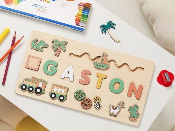 Personalized Wooden Baby Name Puzzle-Personalized name puzzle-Crocodile - Image 4