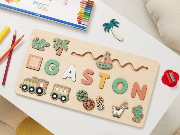 Personalized Wooden Baby Name Puzzle-Personalized name puzzle-Crocodile - Image 2